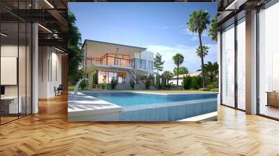 Luxury house with tropical garden and pool Wall mural