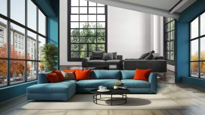 Modern double volume living room with cozy seating Wall mural