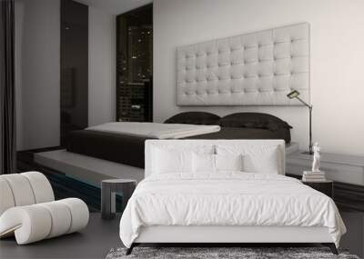 nice bedroom interior with modern furniture and cozy bed Wall mural