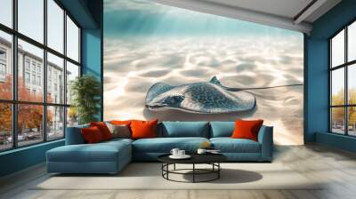 Stunning Stingray Underwater on Sandy Ocean Floor Wall mural