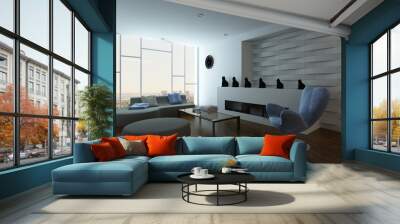 Stylish living room interior with couch and design furniture Wall mural