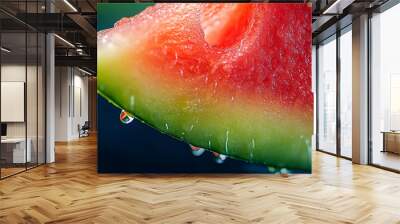 Watermelon Slice with Water Drops - A Close-Up Photography Wall mural