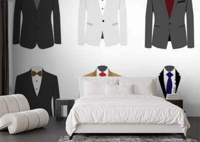 Set of 6 illustration handsome business suit Wall mural