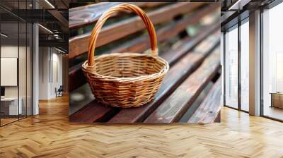 empty basket for bred on the bench, brown colors Wall mural