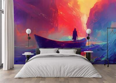 A Boat fantasy art style background Wall mural