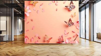 Floral Frame with Butterflies Wall mural