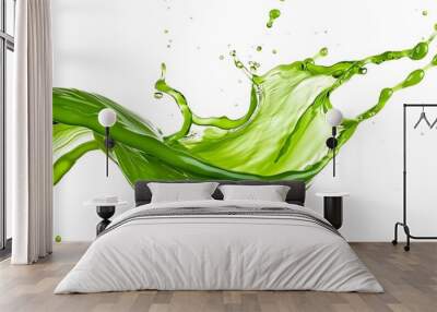 Refreshing Green Liquid Splash. Abstract image of dynamic green fluid explosion, perfect for health, nature, or beverage themes Wall mural