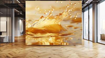 Water Droplet Splash with Golden Hues Wall mural