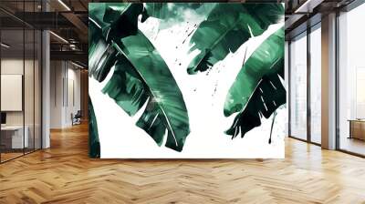 Chinese ink painting of banana leaves Wall mural