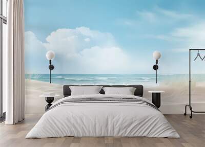 Beautiful summer background with sandy beach and waves Wall mural