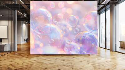 Bubble abstract background in pink and purple tones, delicate and dreamy Wall mural