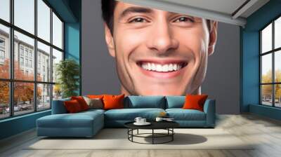 Close-up of smiling male with perfect teeth Wall mural