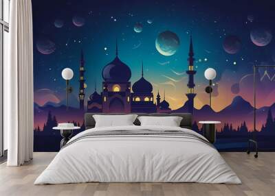 Glowing background for muslim feast in holy month of Ramadan Kareem Wall mural