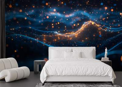 Technological network connected by light Wall mural