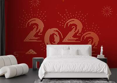 Abstract 2022 font design,Chinese ew year greeting card or poster element	
 Wall mural