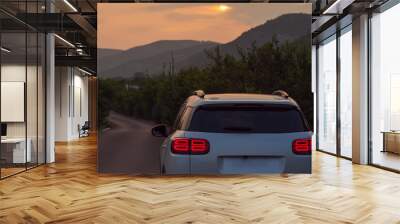 Evening sunset and cars Wall mural