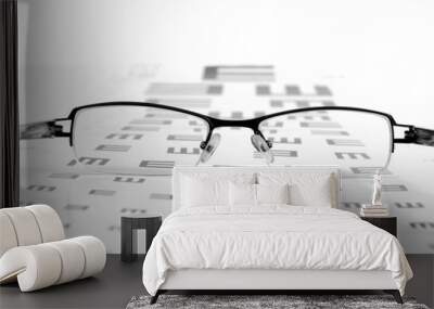 glasses and eye chart Wall mural