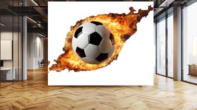  Soccer or foot ball in fire isolated on white background Wall mural