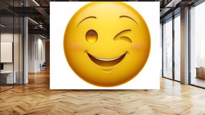 Emoji with smiling face and winking eyes isolated on white background Wall mural