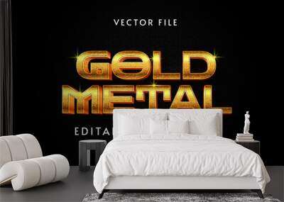 Gold metal 3d vector text effect Wall mural