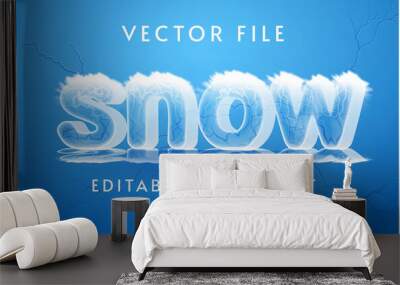 Snow text effect style fully editable Wall mural