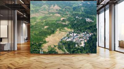 Aerial view of village  in countryside, China Wall mural