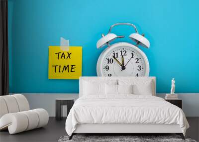 Alarm clock with tax time sticky Wall mural