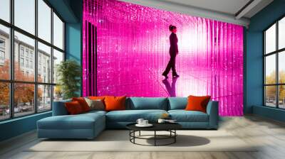 Businesswoman walking in the beautiful bokeh light Wall mural