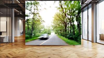 Forest road in motion blur Wall mural