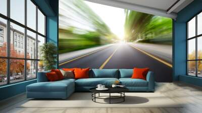 High speed along the road with motion blur Wall mural