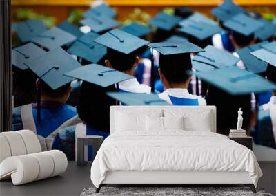 Large group of graduation caps during commencement Wall mural