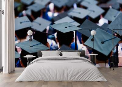 Large group of graduation caps during commencement Wall mural