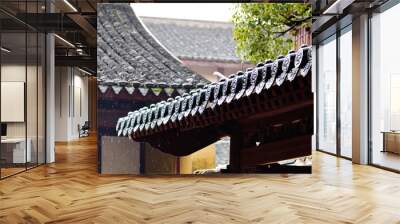 Rain falling on the roof of Chinese traditional building Wall mural