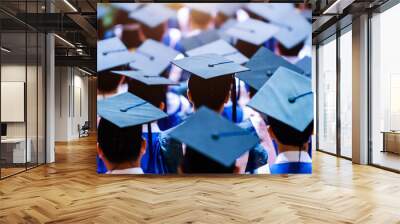 Rear view of large group of graduates Wall mural