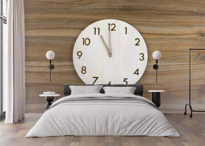 Retro wall clock on wooden background Wall mural