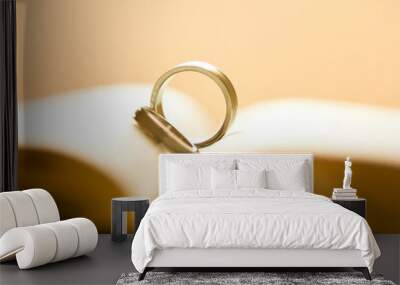 Two wedding rings on a bible page. Wall mural