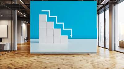 Wooden steps with down arrow Wall mural