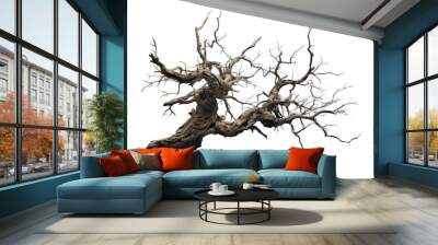 Dead tree for Halloween decoration on transparent or white background Wall mural