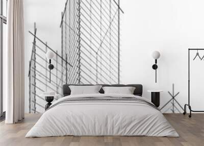 abstract wireframe skyscrappers Wall mural