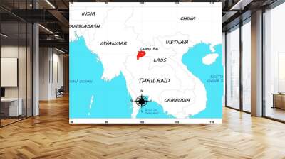 Chiang rai Thailand map  Wall mural