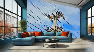 Electric pole wire line cable post Wall mural