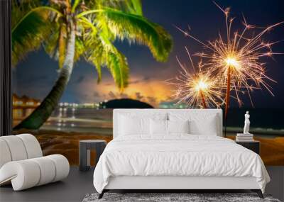 fireworks on the beach Wall mural