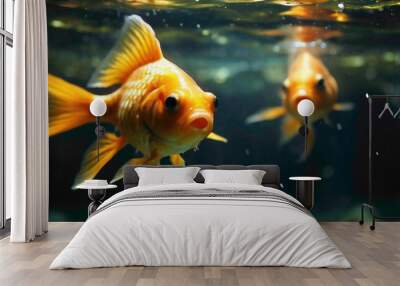 gold fish in the water abstract background  Wall mural