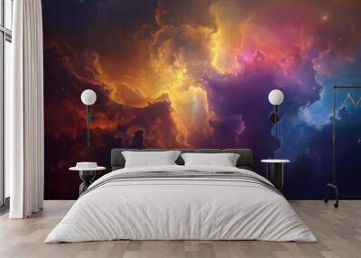 gradient background with space lights smoke background with abstract blurry circles and bubbles design with ultra hd space backgorund in deep color s  Wall mural