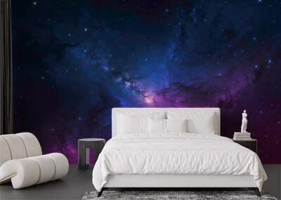 space background in the form of the waves with lights and purple and blue scary ultra view of the sky backgorund  Wall mural