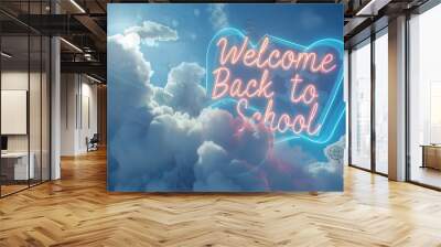 Welcome Back to School is written in the center with a white background and decorative materials adorning the sides.






 Wall mural