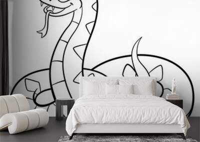 Coloring pages. Little cute viper smiles. Wall mural