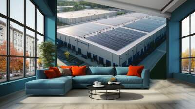 solar panels installed on the roof of an industrial facility Wall mural