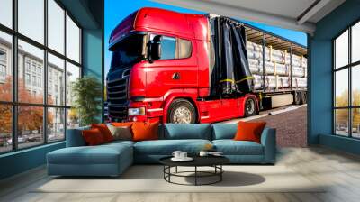 Loading Truck . Transportation and industry . The truck in a warehouse Wall mural