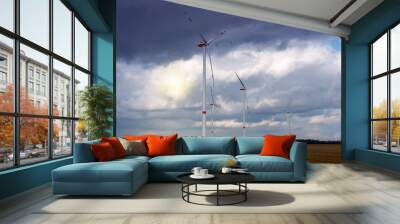 windmill . wind energy . wind turbines . wind turbine generating eco electricity Wall mural